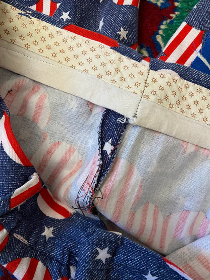 Vintage 1970s Stars & Stripes Patchwork Flared Bellbottom Trousers W30