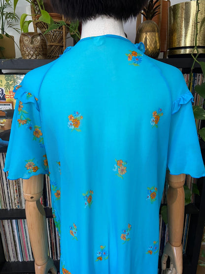 Vintage 1960s Blue Tie Up Night Dress