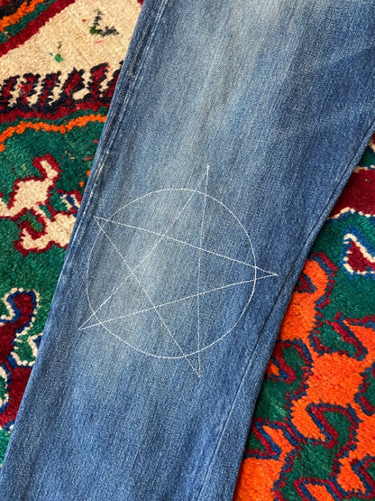Rare Vintage 90s Levi's 66501 Big E Selvedge Pentagram Jeans W30/L29.5