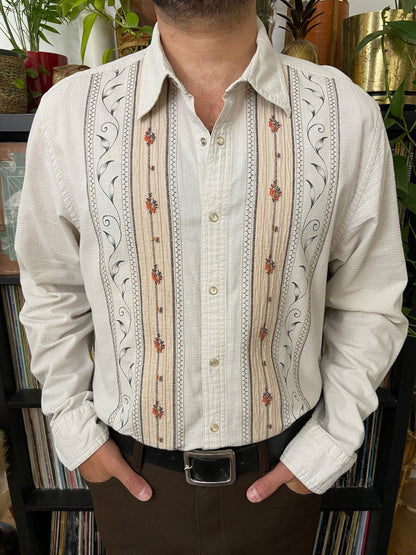 Vintage 90s Kenneth Cole Embroidered Bohemian Shirt