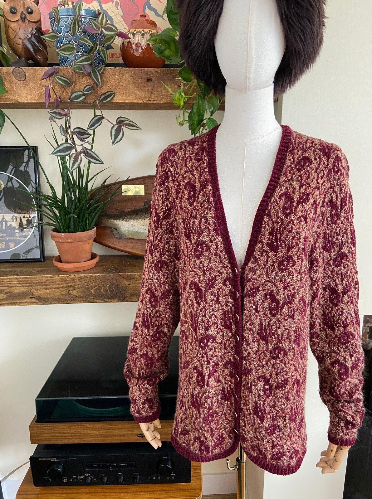 Vintage 1960s Purple Chenille Cardigan