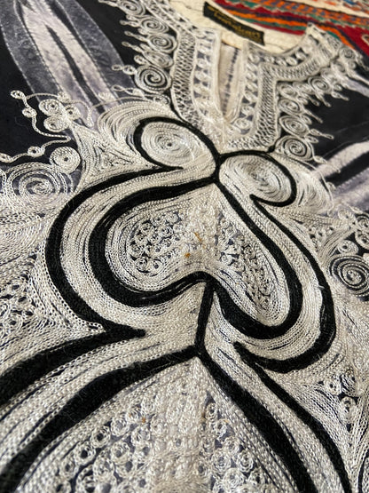 Vintage 1980s Hand Woven Embroidered Kaftan
