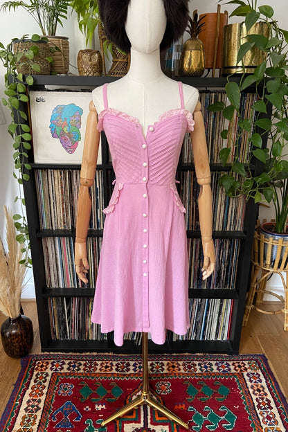 Vintage 1970s Pink Cheesecloth Summer Dress