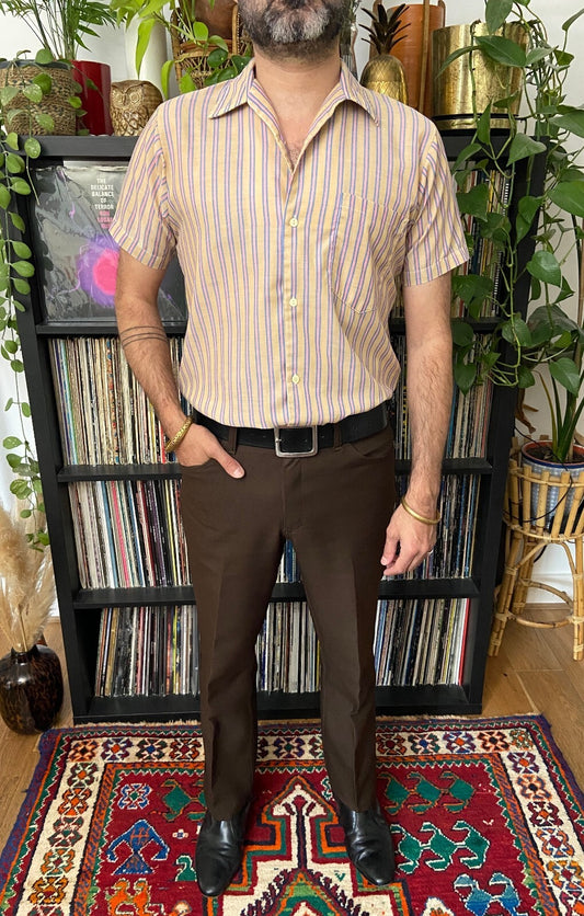 Vintage 1970s Striped Camp Collar Shirt
