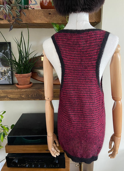 IRO Burgundy & Black Stripe Mohair Tank Top