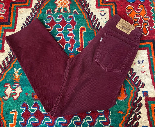 Vintage 90s Burgundy Levi's 631 Corduroy Jeans  W30 / L27