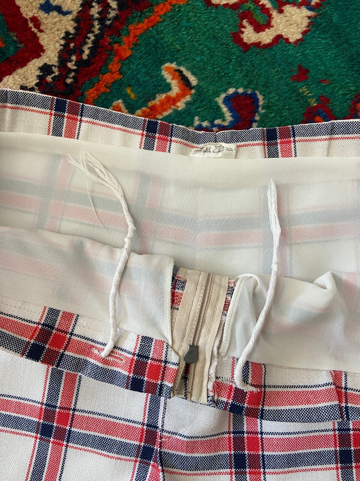 Vintage 1970s White & Red Check Shorts