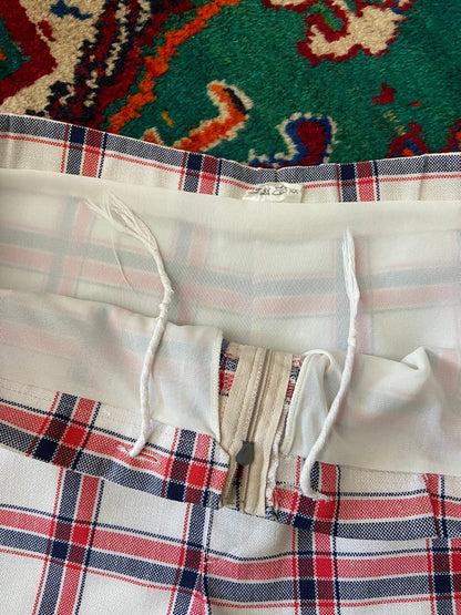 Vintage 1970s White & Red Check Shorts