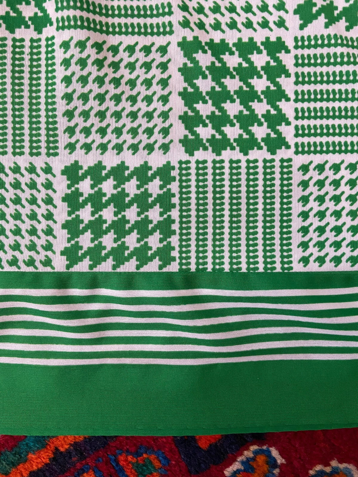 Vintage 1970s Green & White Houndstooth Skirt