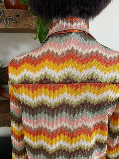Vintage Multicoloured Chevron Knit Shirt