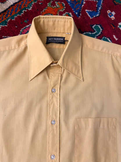 Vintage 1970s Amber Yellow Dagger Collar Shirt