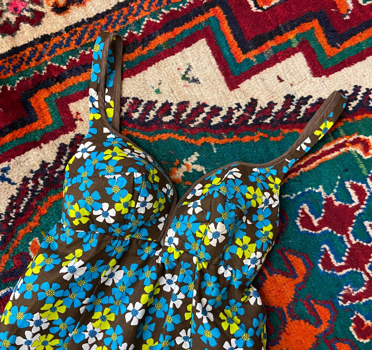 Vintage 1960s Flower Power Mini Dress