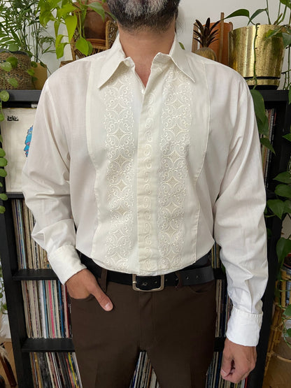 Vintage 1970s Embroidered Dress Shirt