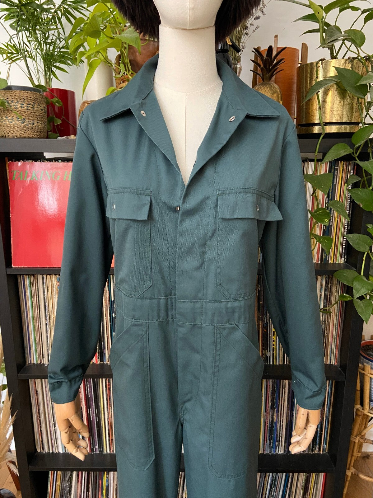 Vintage 1970s Green Workwear Utility Jumpsuit