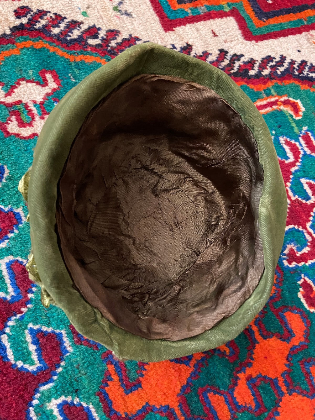 Vintage 1960s Green Velvet Textured Cocktail Hat