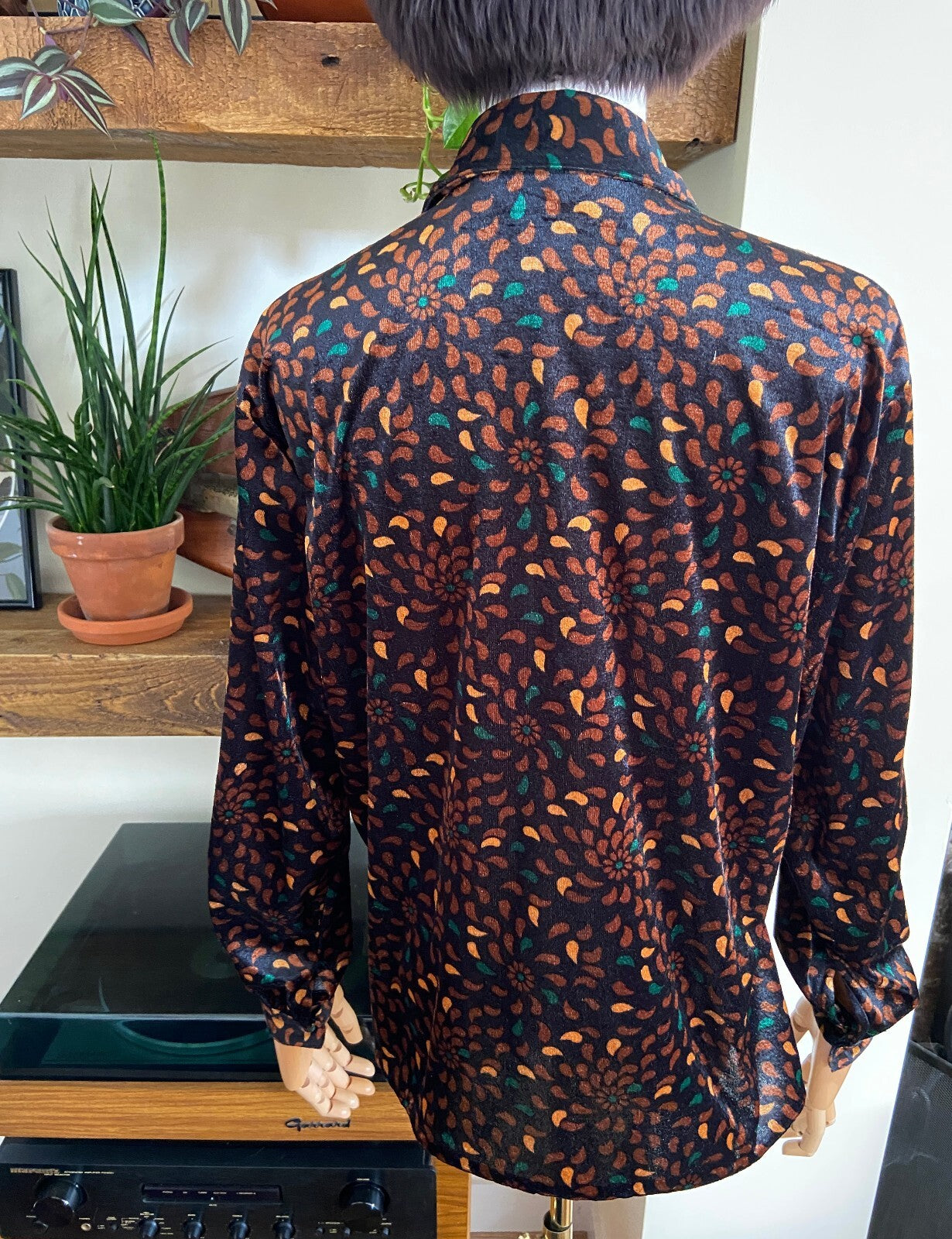 Vintage 1980s Black & Brown Velvet Shirt