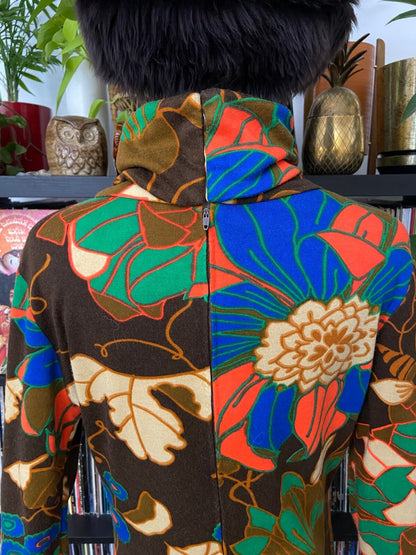 Vintage 1960s Psychedelic Print Tunic Top/Micro Mini