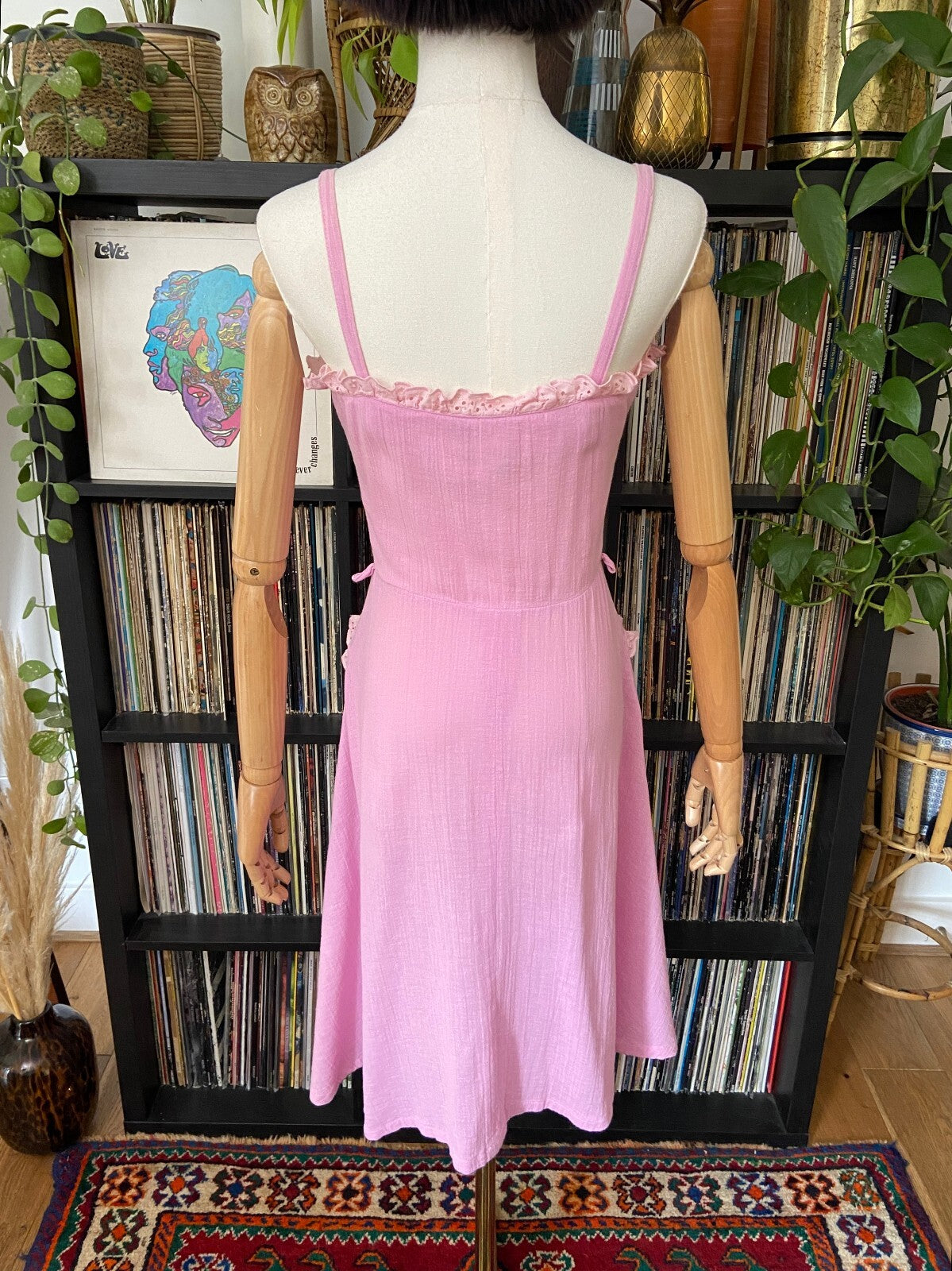 Vintage 1970s Pink Cheesecloth Summer Dress