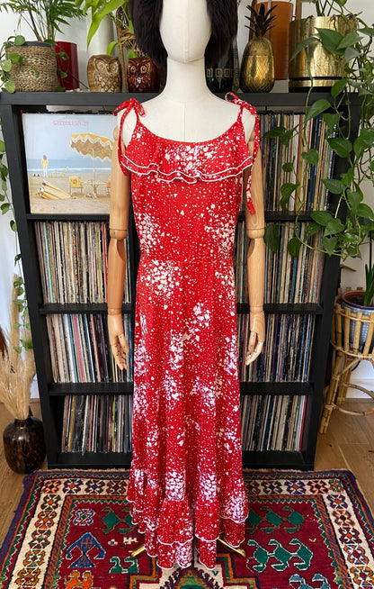 Vintage 1970s Red & White Maxi Sundress