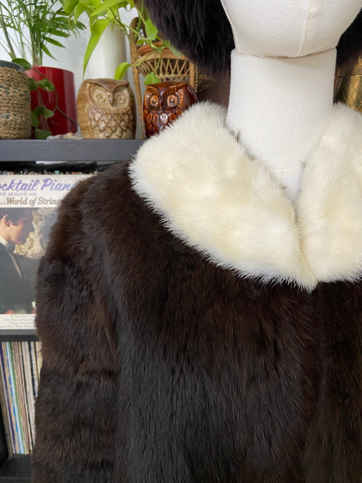 Vintage 1950s Brown & Cream Fur Cape