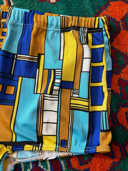 Vintage 1970s Retro Print Swim Shorts