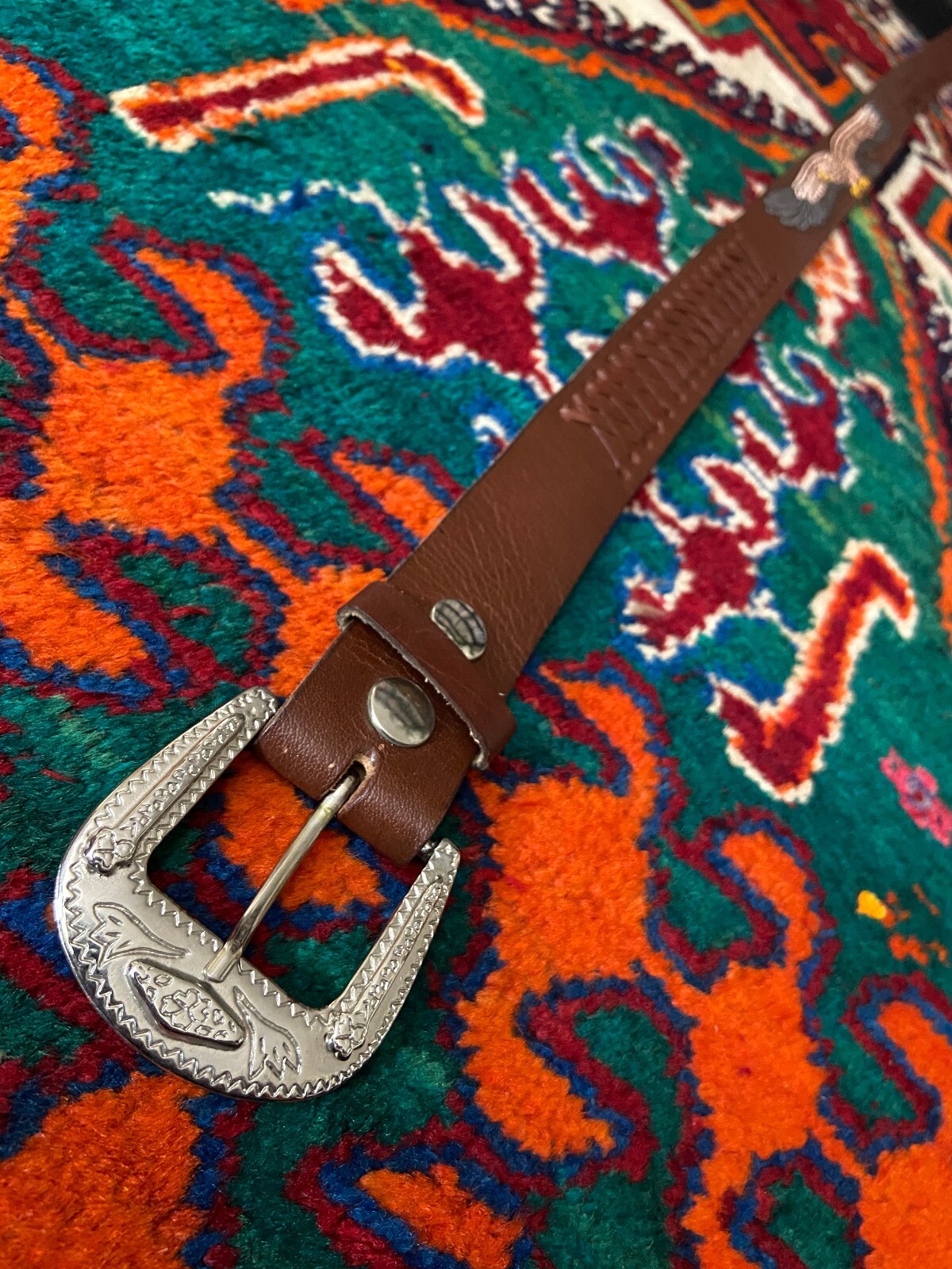 Vintage Western Buckle Embossed Eagle Belt
