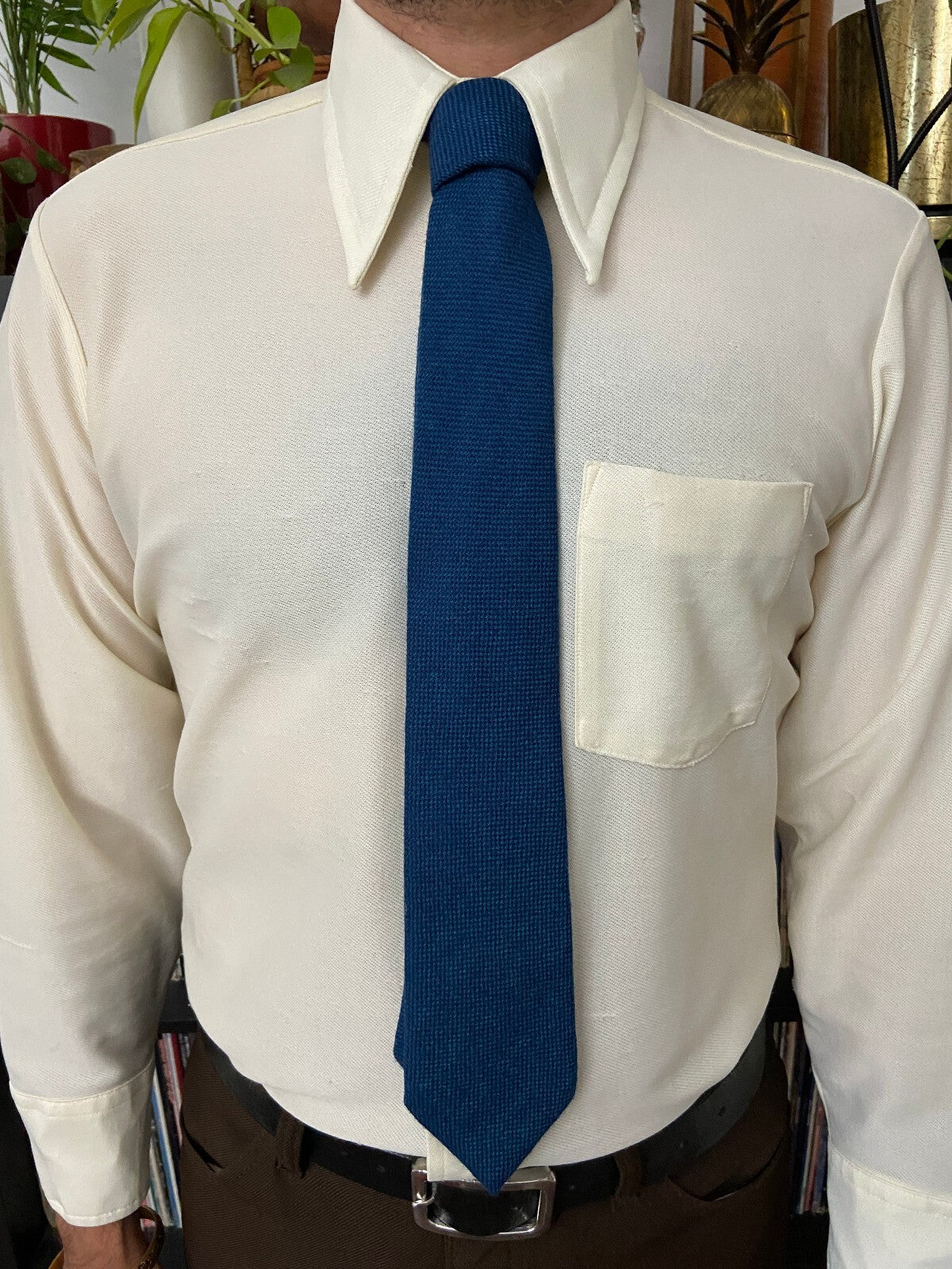Vintage American 1970s Blue Wool Tie