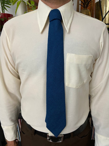 Vintage American 1970s Blue Wool Tie