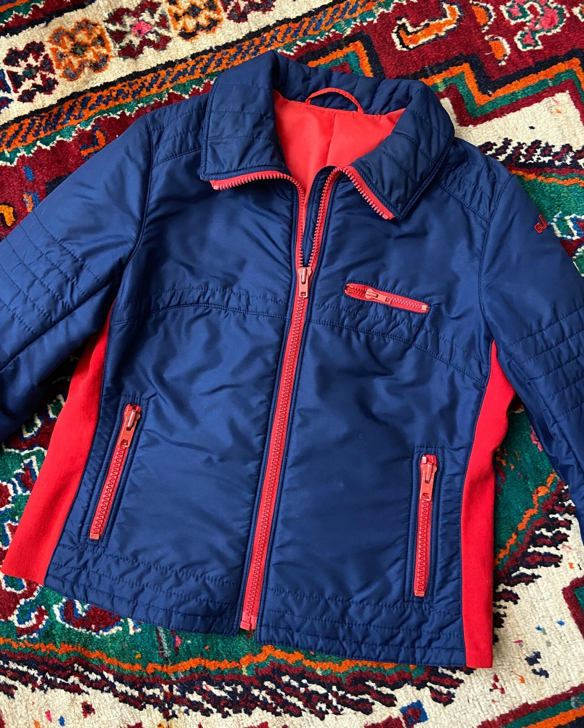 Vintage 1970s Navy & Red Elho Ski Jacket