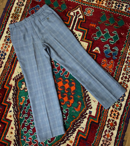 Vintage 1970s Blue Golf Check Trousers W32/L30