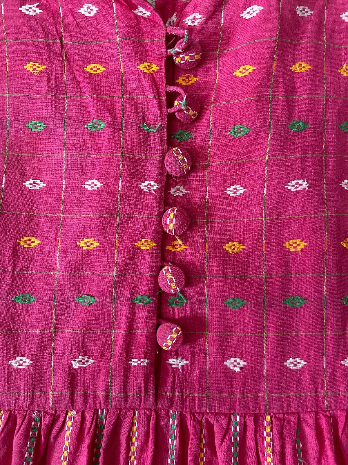 Vintage 1970s Raksha Indian Cotton Pink Maxi Dress
