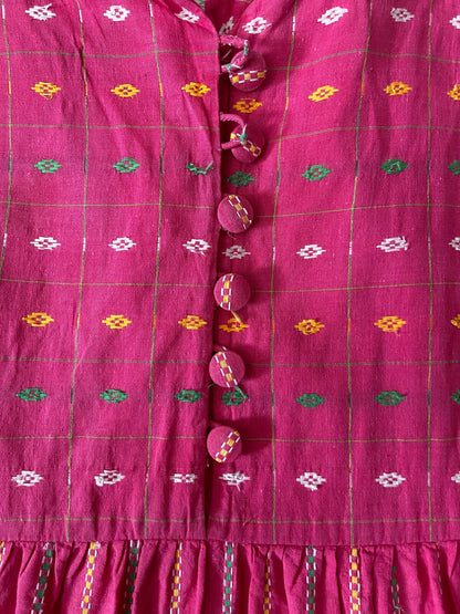Vintage 1970s Raksha Indian Cotton Pink Maxi Dress