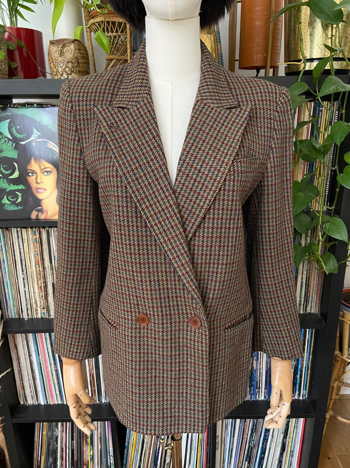 Vintage 1980s Double Breasted Brown Blazer