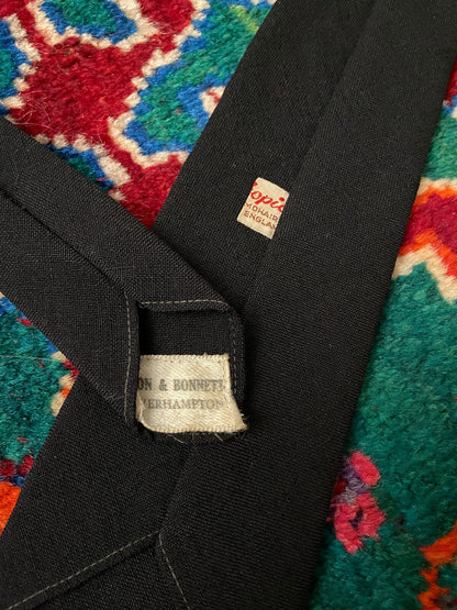 Vintage 1960s Black Wool & Mohair Tie