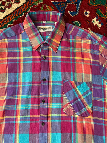Vintage 1980s Magenta Checked Shirt
