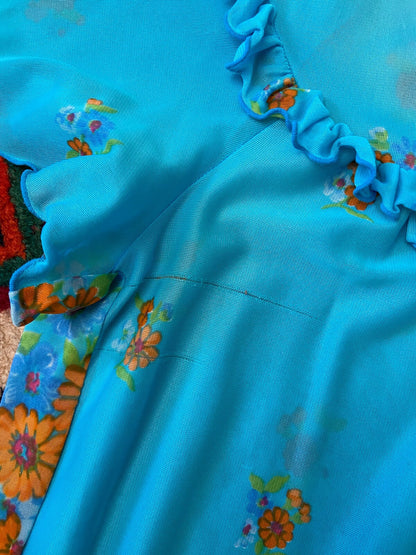 Vintage 1960s Blue Tie Up Night Dress