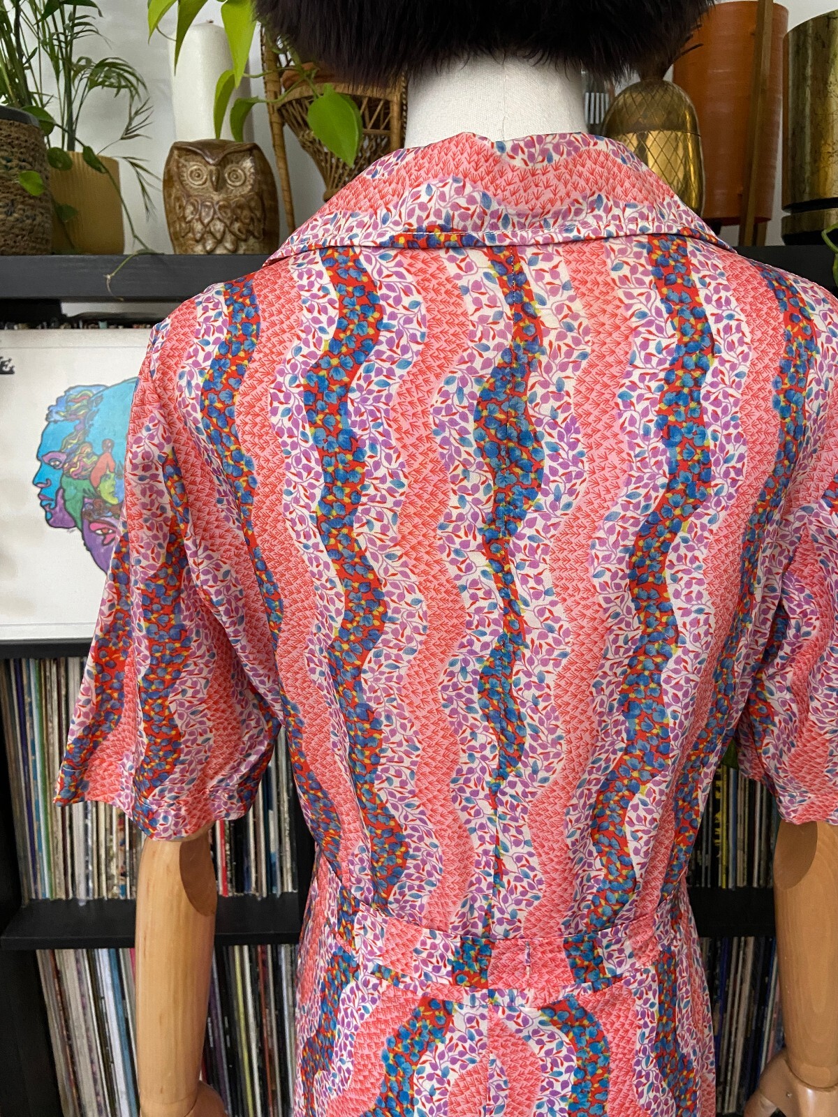 Vintage 1970s Pink Dagger Collar Shirt Dress