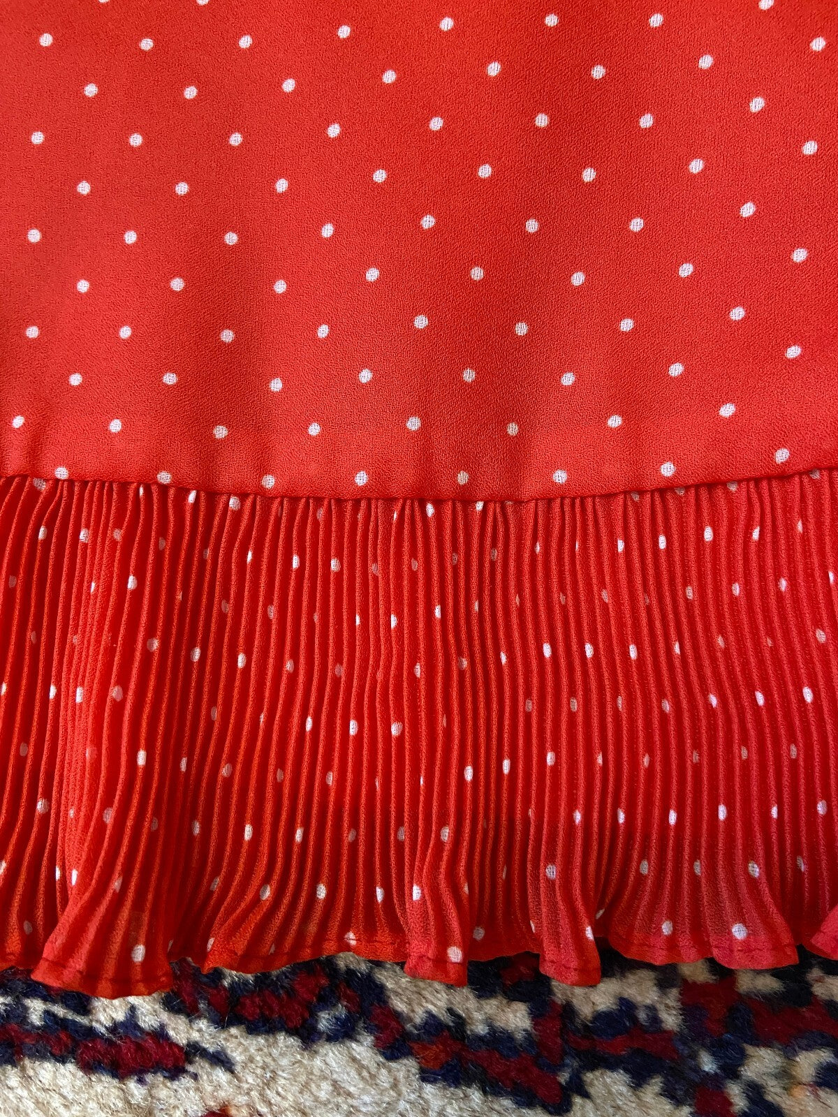 Vintage 1970s Red Polka Dot Prairie Dress