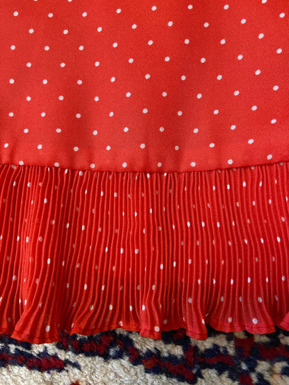 Vintage 1970s Red Polka Dot Prairie Dress