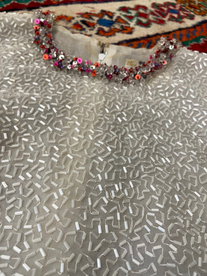 Vintage 1960s Beaded Floral Cocktail Dress