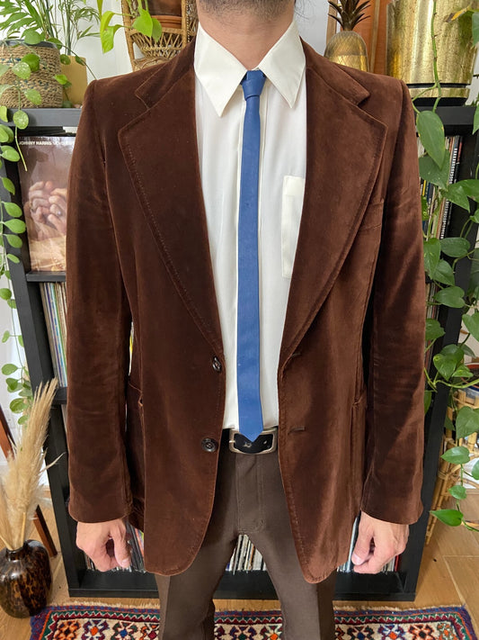 Vintage 1970s Blue Leather Skinny Tie