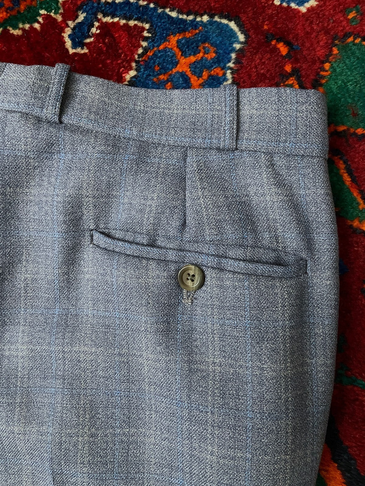 Vintage 1970s Blue Golf Check Trousers W32/L30