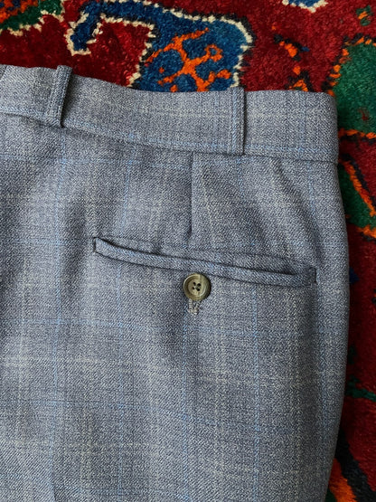 Vintage 1970s Blue Golf Check Trousers W32/L30