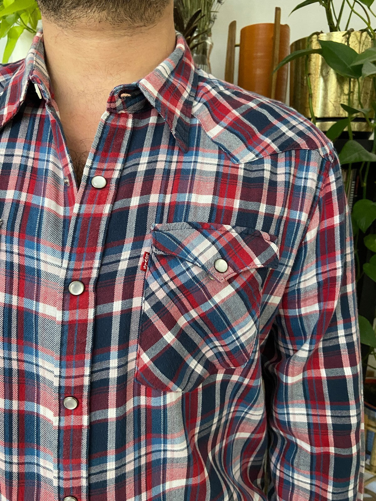 Vintage 90s Red & Navy Levi's Western Shirt