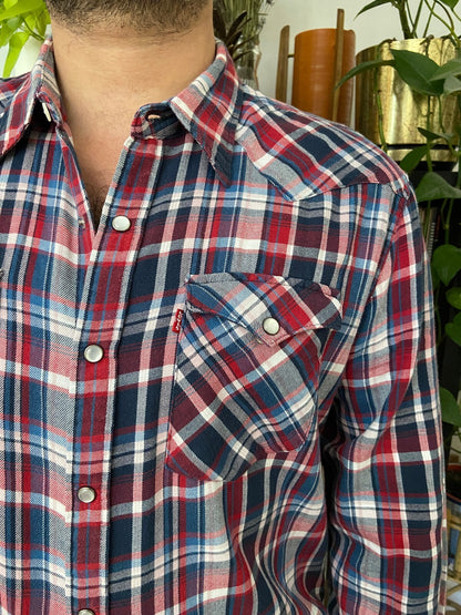 Vintage 90s Red & Navy Levi's Western Shirt