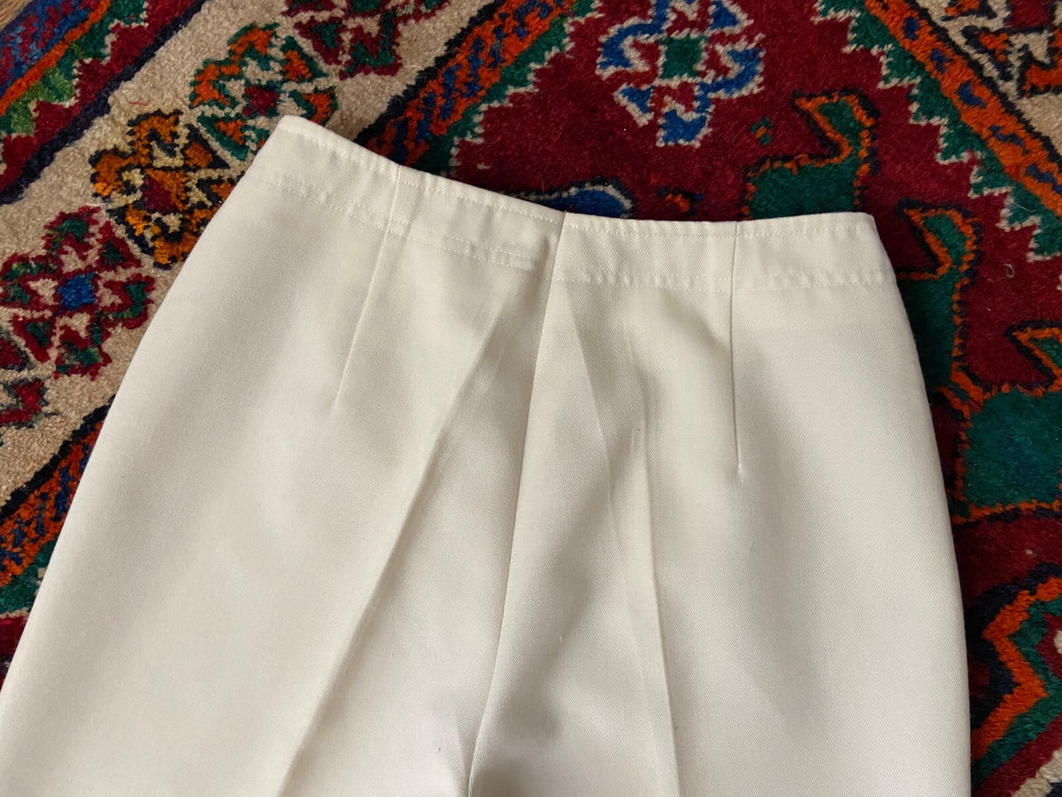 Vintage 1970s Cream Flared Trousers W25