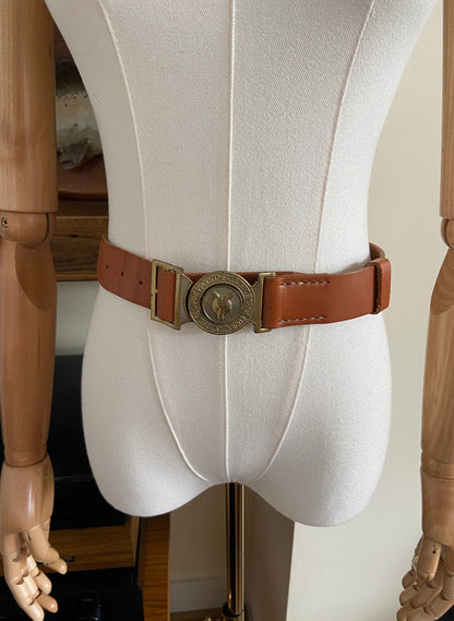 Vintage Tan Scouts Wolf Buckle Belt