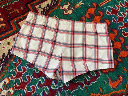 Vintage 1970s White & Red Check Shorts