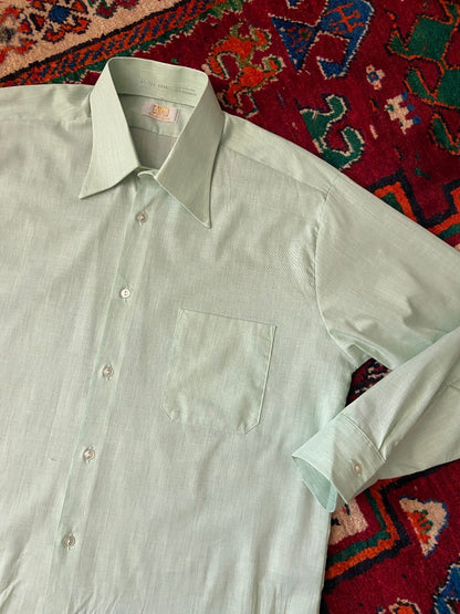 Vintage 1970s Mint Green Dagger Collar Shirt