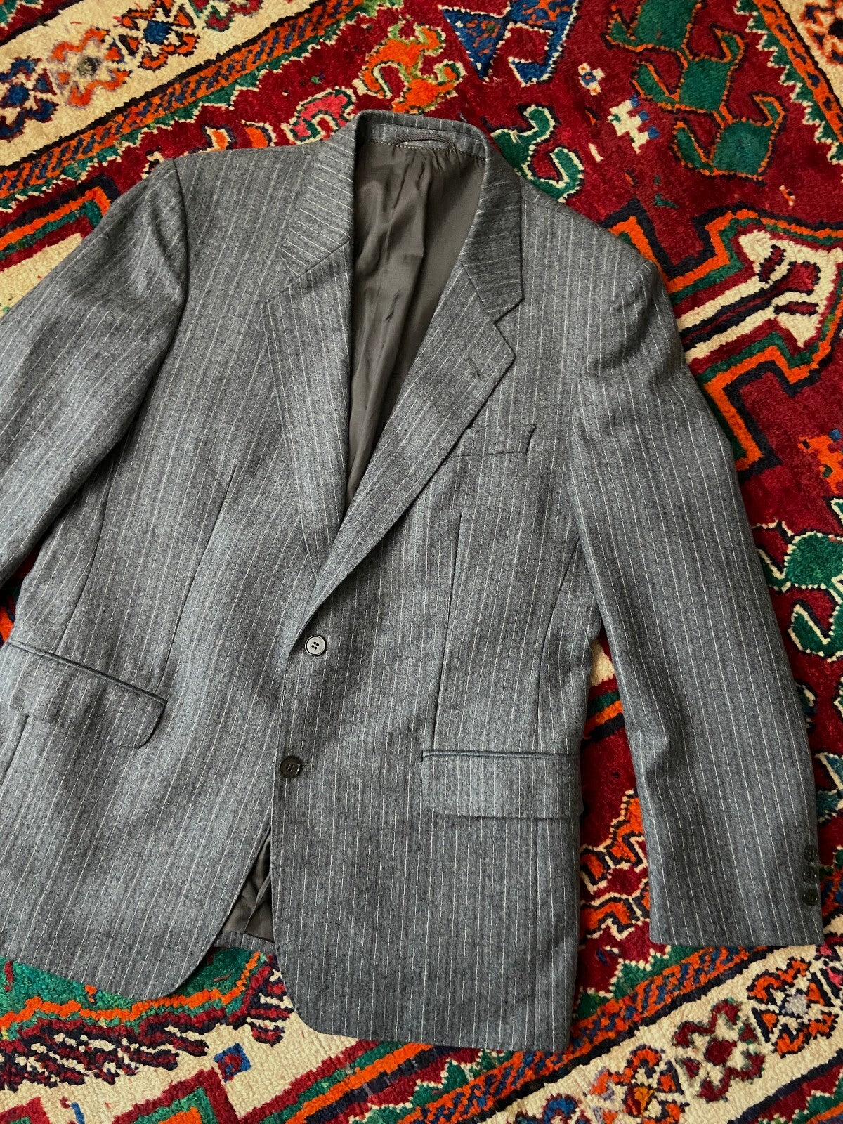 Vintage 90s Grey Pinstripe Blazer Jacket